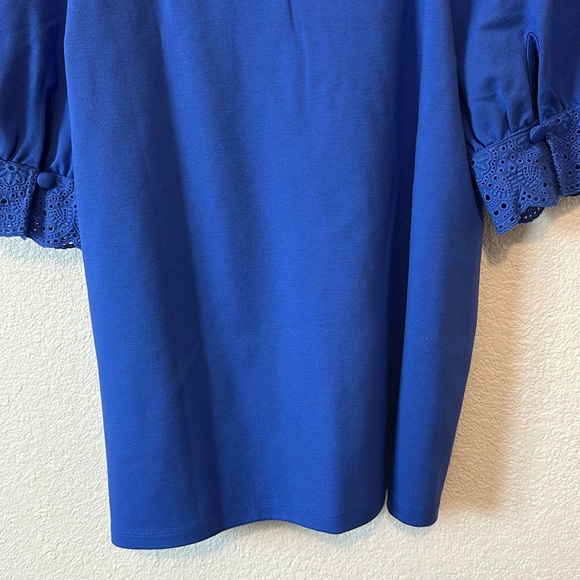 💙 NWT!! Ann Taylor Embroidered Trum Balloon Sleeve Square Neck Blouse! Size M - Picture 13 of 16